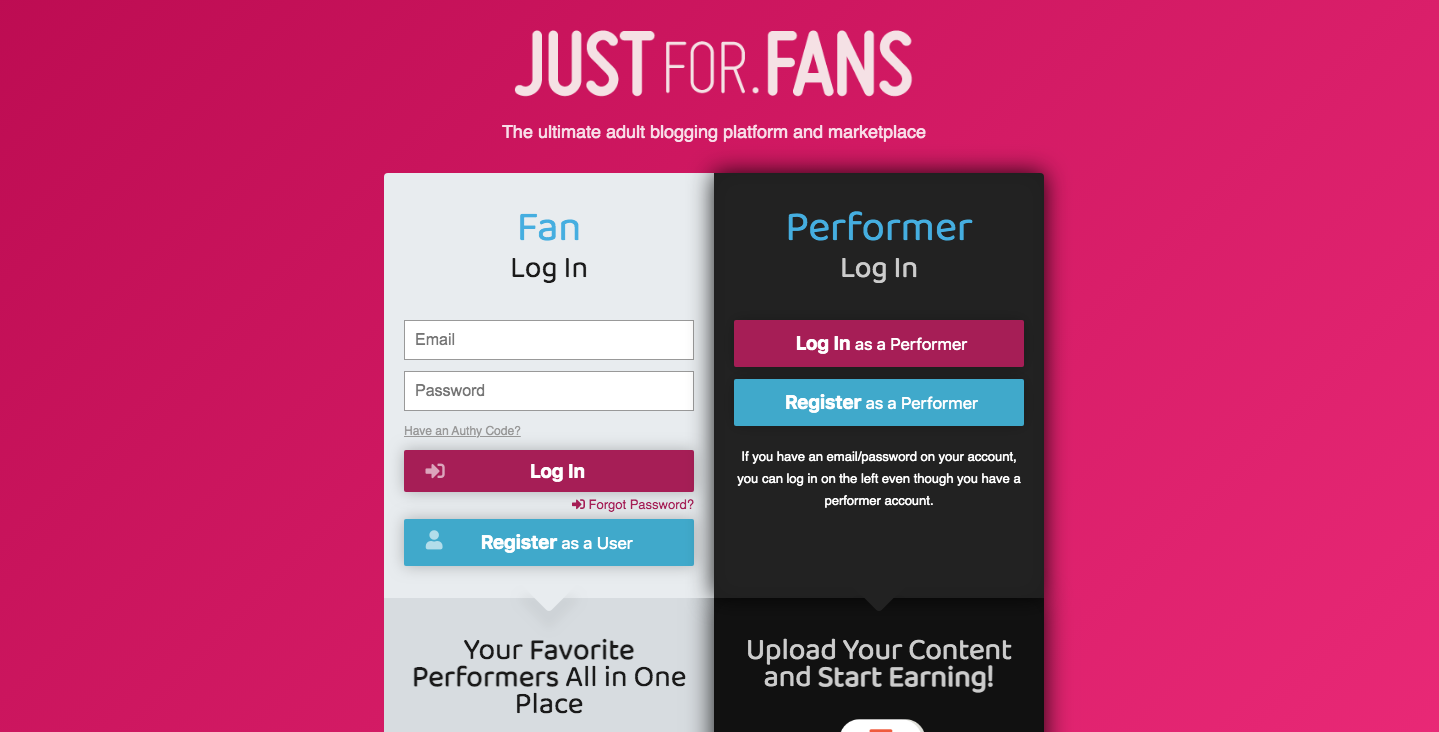 JustForFans login